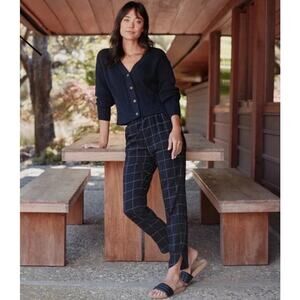 Marine Layer Allison Soft Stretch Pull On Elastic Windowpane Plaid Jogger Large